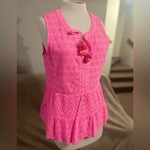 NWT Women’s Vineyard Vines Allamanda Floral Eyelet Tiered Top Size M